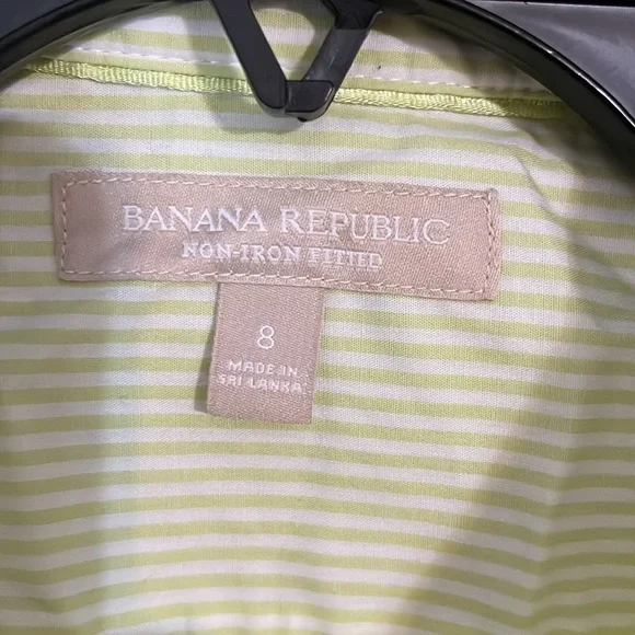 Banana Republic green striped button down shirt size 8 - Picture 2 of 6